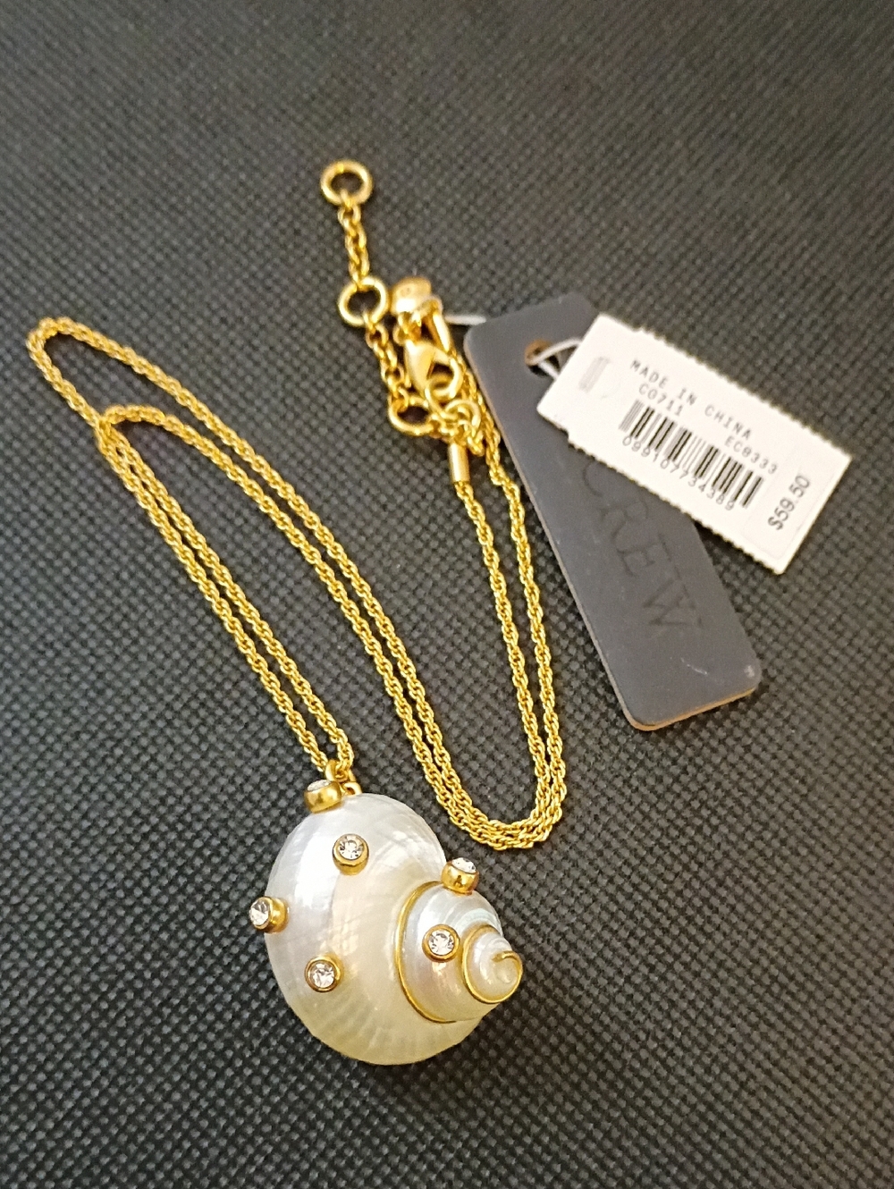 J. Crew Gold-Tone Chain with Mother-of-Pearl Shell Pendant